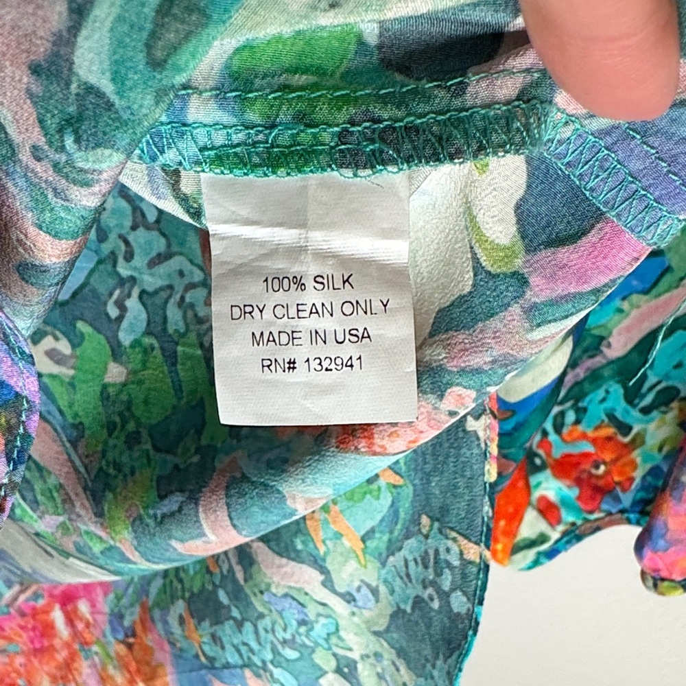 Amanda Uprichard Watercolor Multicolor Floral 100% Silk‎ Blouse - medium - Picture 3 of 16